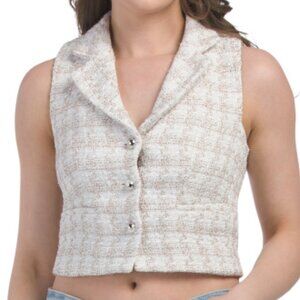 RACHEL ZOE Sleeveless Boucle Vest  Front Button Closure US 8